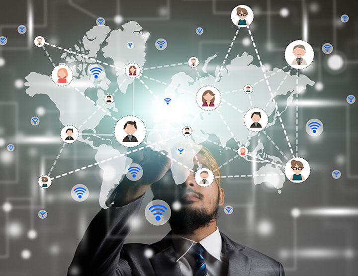 Connected global network illustration
